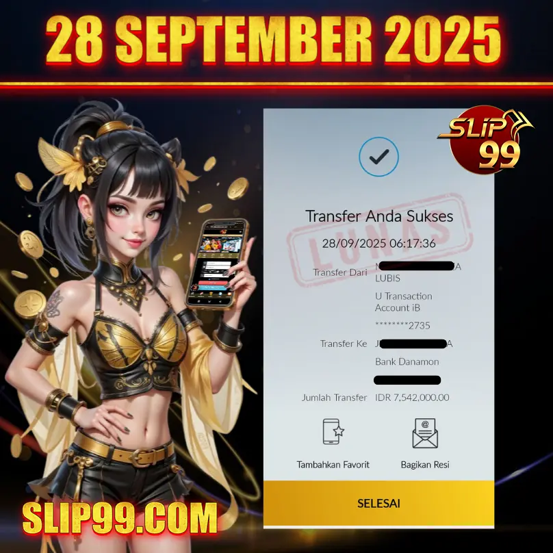 BUKTI KEMENANGAN MEMBER SLIP99