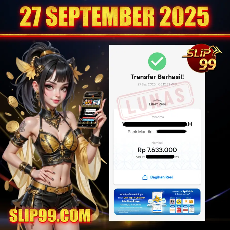 BUKTI KEMENANGAN MEMBER SLIP99
