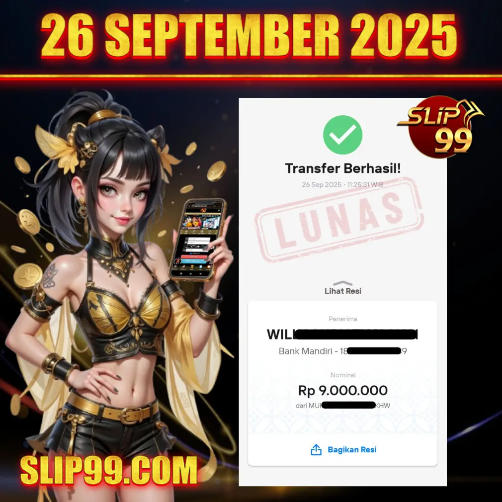 BUKTI KEMENANGAN MEMBER SLIP99