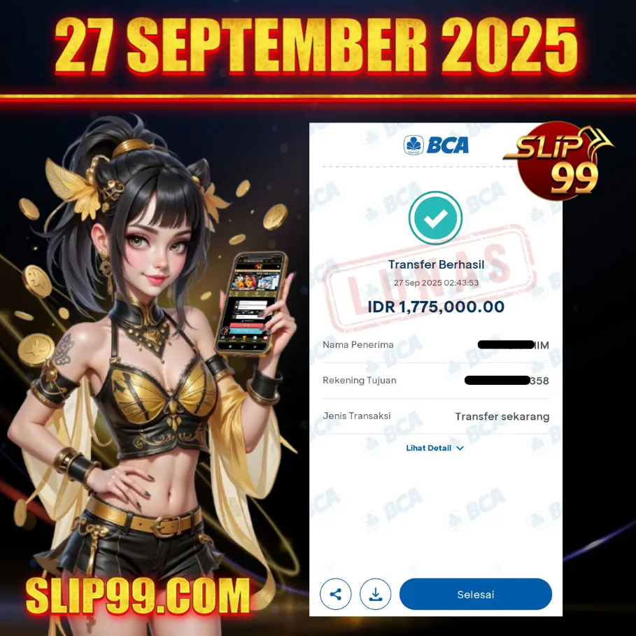 BUKTI KEMENANGAN MEMBER SLIP99