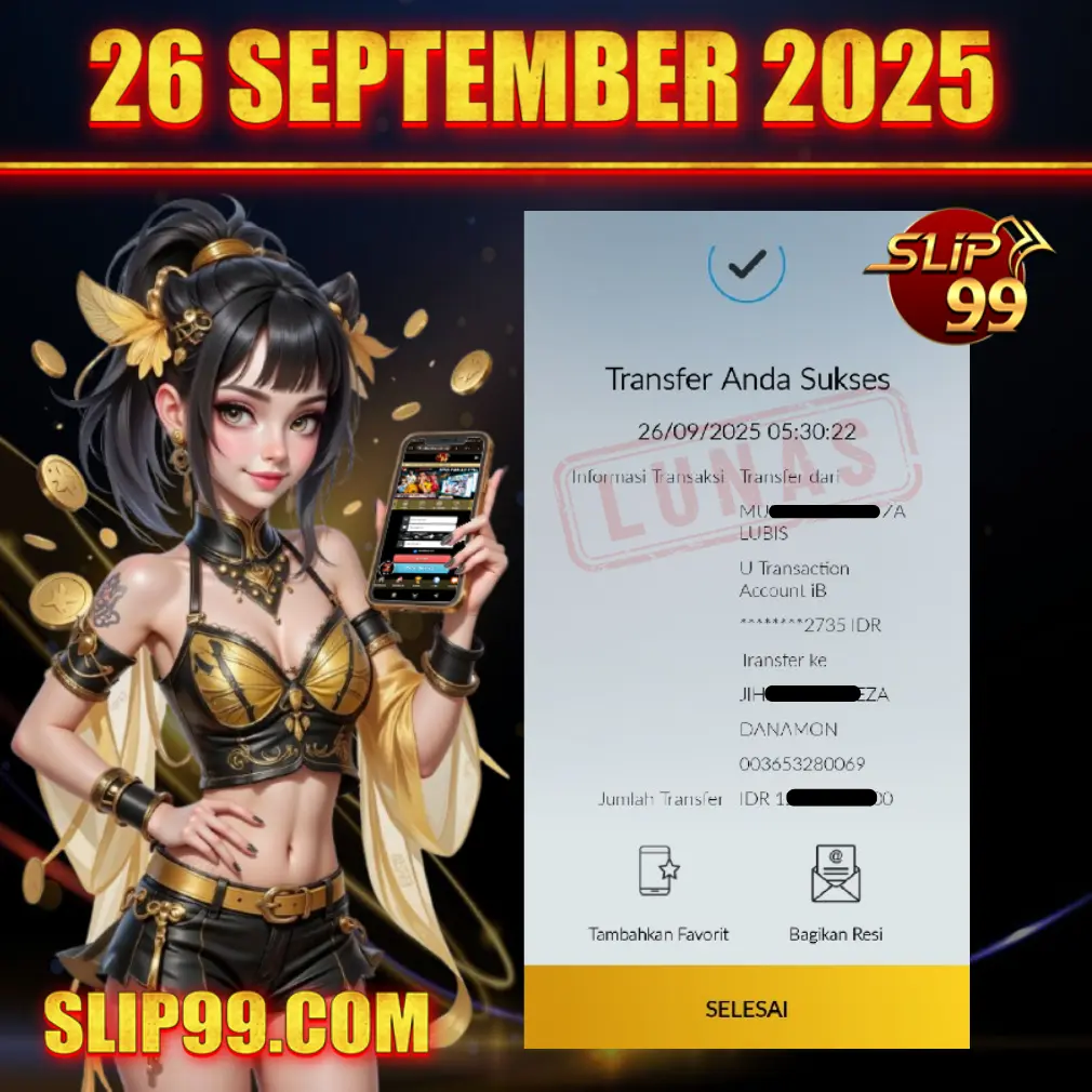 BUKTI KEMENANGAN MEMBER SLIP99